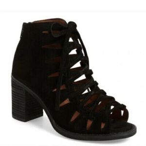 Jeffrey Campbell “Corwin” black suede lace up booties
